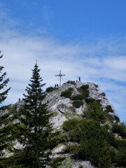 Summit cross Naunspitze mountain in Tyrol, Austria