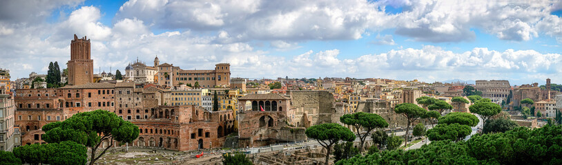 Fototapeta na wymiar Panorama of ancient Ruins. Rome.September 2019.