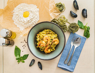 fresh pasta in the italian restaurant