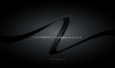 Modern trending Black abstract background with shiny black curving ribbon. Vector illustration - obrazy, fototapety, plakaty