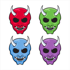 various color of traditional japanese oni mask