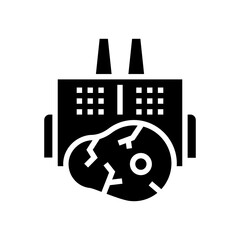 meat factory building glyph icon vector. meat factory building sign. isolated contour symbol black illustration