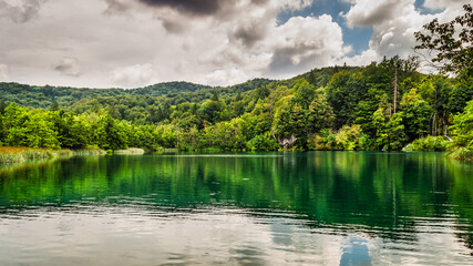 Beautiful lake landscape in Plitvice Lakes, Croatia