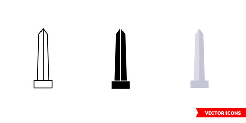 Add Washington Monument icon of 3 types color, black and white, outline. Isolated vector sign symbol.
