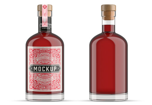 Glass Gin Bottle Mockup