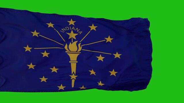 Flag of Indiana on Green Screen. Perfect for your own background using green screen. 3d rendering