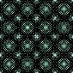 seamless abstract pattern of green color on black background
