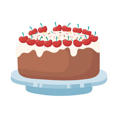bakery chocolate cake with fruits and cream