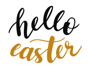 Hello Easter hand lettering vector. Spring season and Easter holidays quotes and phrases for cards, banners, posters, mug, scrapbooking, pillow case, phone cases and clothes design. 