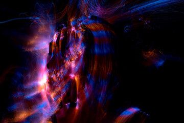 light painting portrait, new art direction, long exposure photo , light drawing at long exposure , abstract photo	
