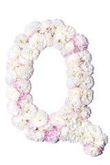 Letter of the English alphabet made of flowers