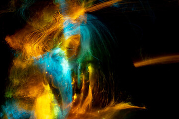 Obraz premium light painting portrait, new art direction, long exposure photo , light drawing at long exposure , abstract photo 