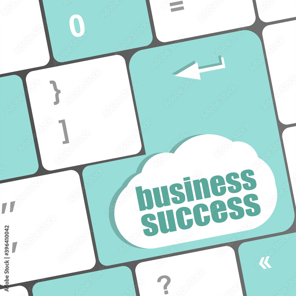 Poster business success button on computer keyboard key