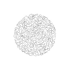 Template and background of growing seeds - vector illustration. Microgreens in the style of sketch and hand drawing. Sprouts Healthy and wholesome vegan food for restaurants, cafes and kitchens.