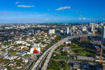 Skyline Near Brickell Avenue and Downtown Miami