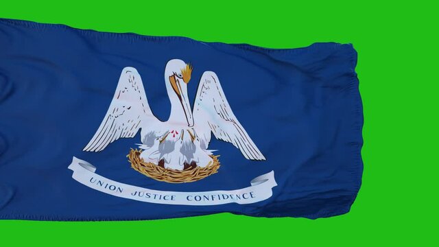 Flag of Louisiana on Green Screen. Perfect for your own background using green screen. 3d rendering