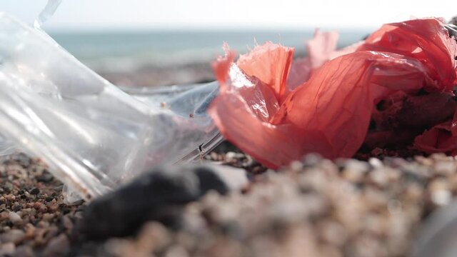 Plastic discarded on beach
