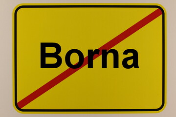 Illustration des Stadtausgangsschildes der Stadt Borna