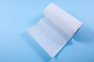 toilet paper on blue background