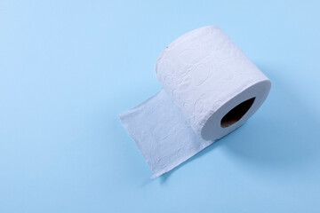 toilet paper on blue background