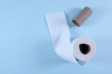 toilet paper on blue background