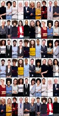 Group of 30 beautiful people in front of a white background