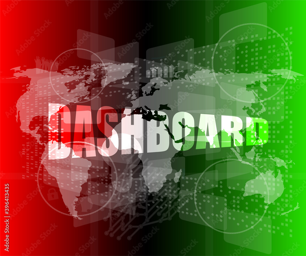 Poster dashboard word on digital binary touch screen