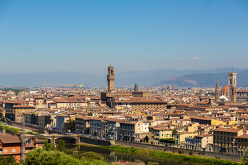 Obraz premium Urban landscape view from the mountain. Old European city.