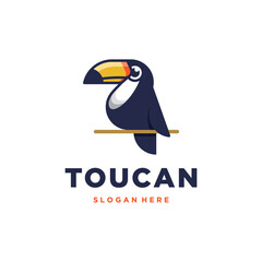 Toucan logo. Isolated toucan mascot cartoon vector illustration on light background