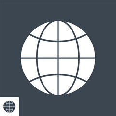 Globe Related Vector Glyph Icon. Isolated on Black Background. Vector Illustration.