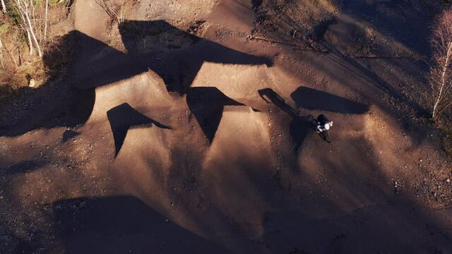 A Rider In A Dirt Bike Park From Above