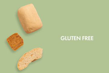 different pieces of gluten free bread, creative minimalistic layout , healthy food concept