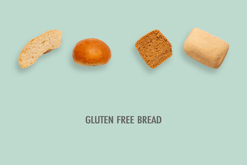 different pieces of gluten free bread, creative minimalistic layout , healthy food concept