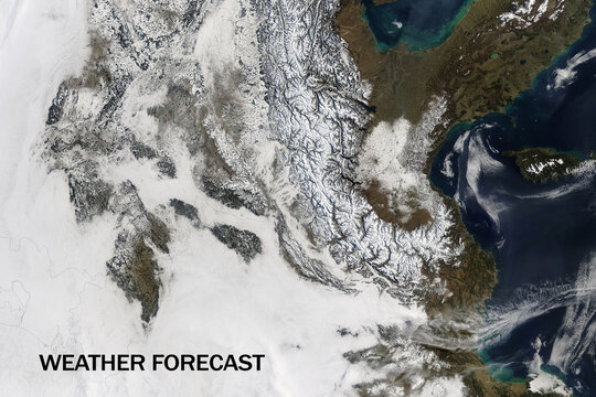 Satellite View Of The Earth Surface, Weather Forecast Concept. Elements Of This Image Furnished By Nasa