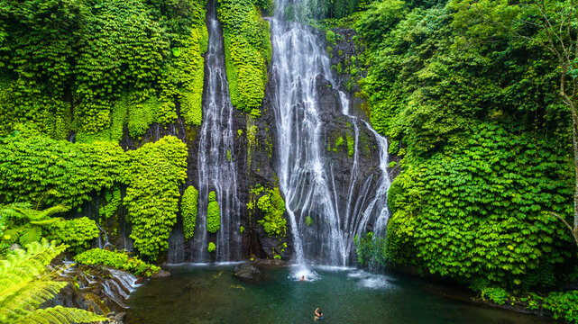 Beautiful waterfall in Bali, Indonesia. © ronedya