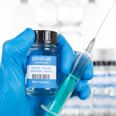 Coronavirus Vaccine bottle Corona Virus COVID-19 Covid vaccines syringe square