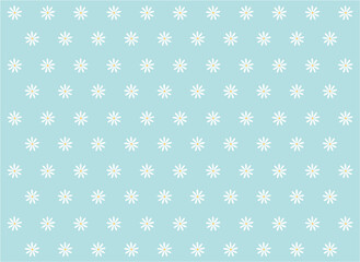 Seamless pattern with camomile flower on blue background, flat design, cute round flower plant nature collection, decoration element, isolated, vector illustration