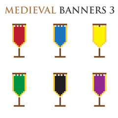 Set of different color banners and flags for videogames, illustrations and designs. Third Part.