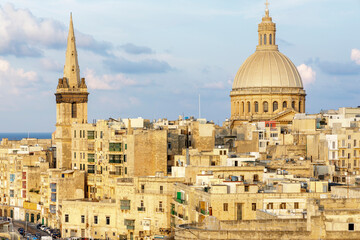 Fototapeta na wymiar Saint Paul anglical cathedral and Carmelite church in Valleta, Malta