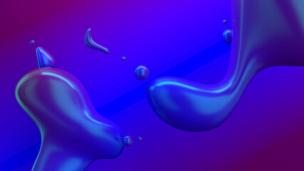 Abstract background with fluid shapes, 3d render