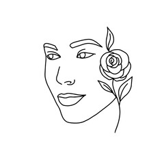 face of a beautiful young woman line art 5