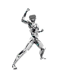 master cyber robot in action with vr headset