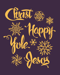 Hand-lettered Christmas Holiday Script—Christ, Happy, Yule, Jesus—One of a Series