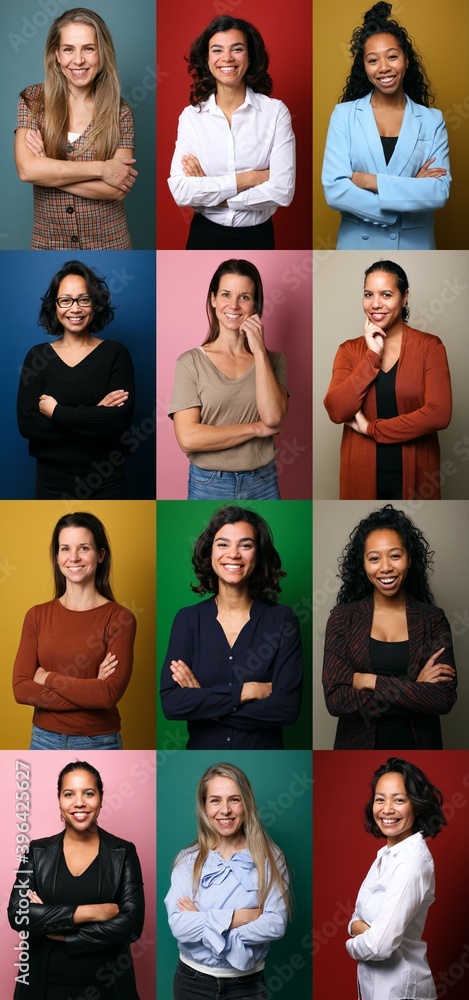 Wall mural Group of 6 beautiful commercial women laughing