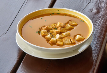 Cream soup with  croutons