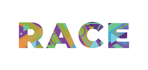 Race Concept Retro Colorful Word Art Illustration