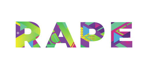 Rape Concept Retro Colorful Word Art Illustration