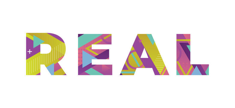 Real Concept Retro Colorful Word Art Illustration