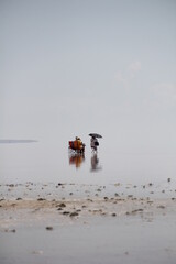 Fototapeta premium Enjoying in the salt lake