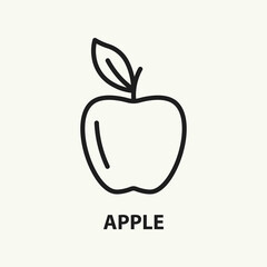 Apple with leaf icon. Fruit symbol. Vector illustration.